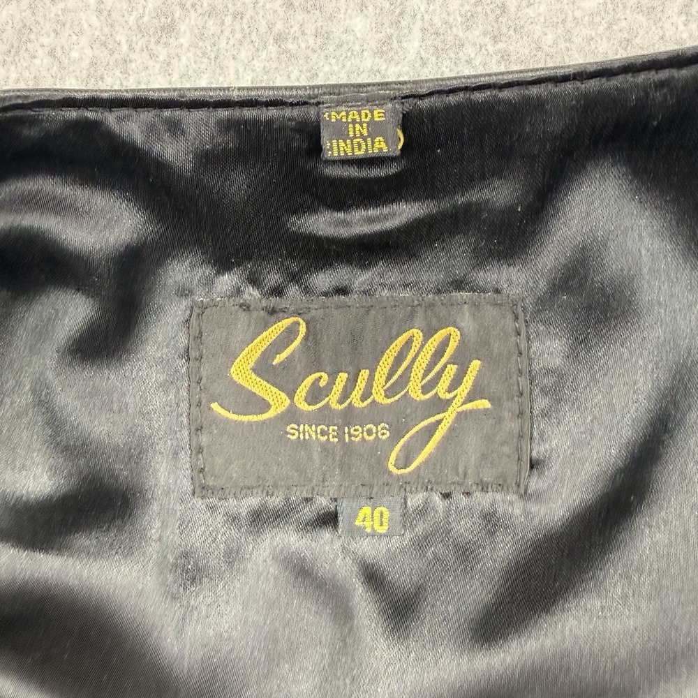Scully Vest Mens 40 Black Genuine Leather Pockets Western Cowboy Lined Button Up - Picture 6 of 9